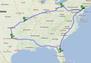 Trip Map for blog
